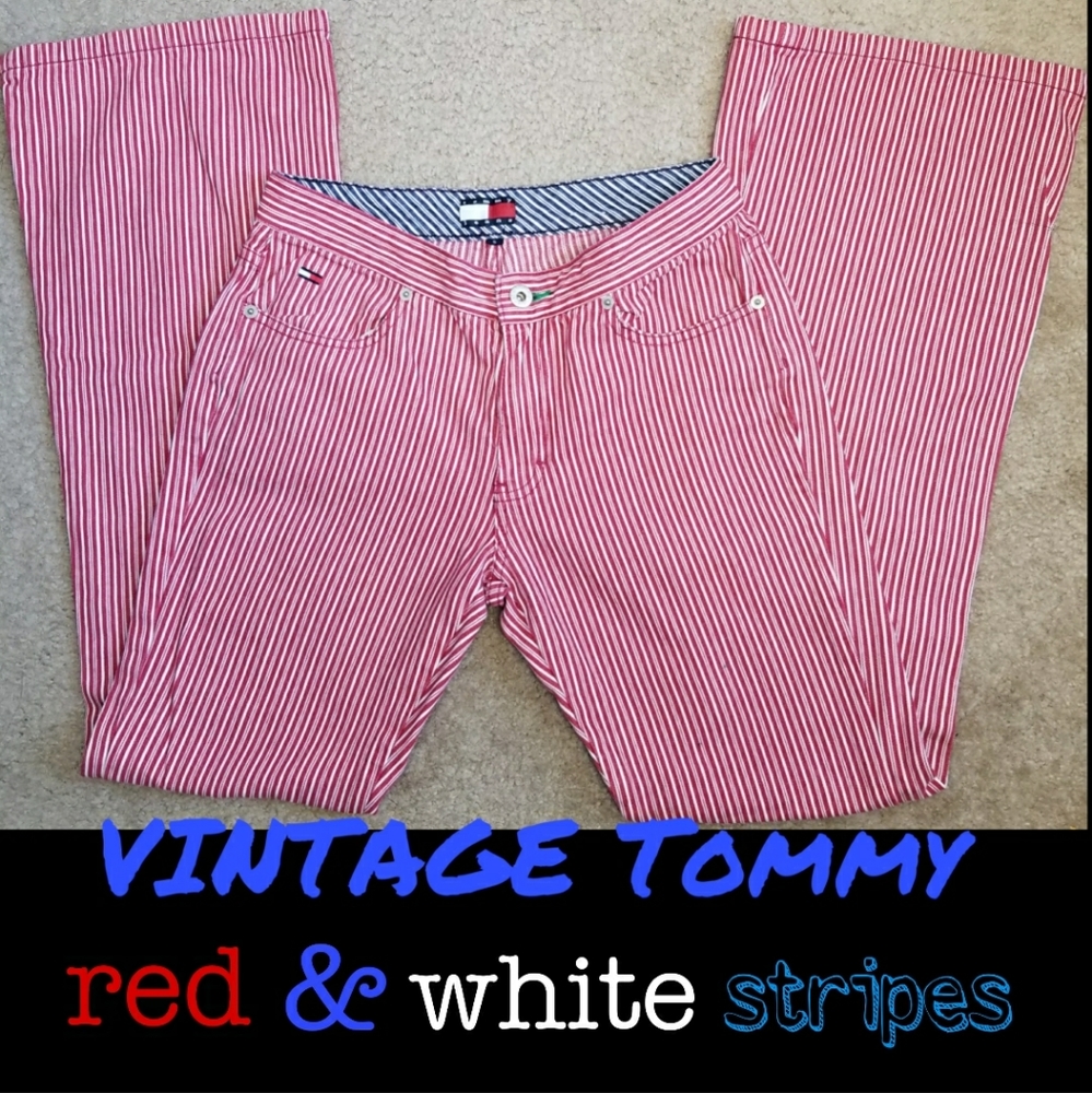 TOMMY HILFIGER Vintage Red White Striped flare GUC